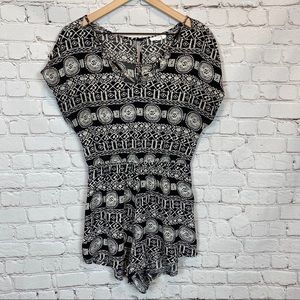 LUSH Aztec Print Romper M Black & White